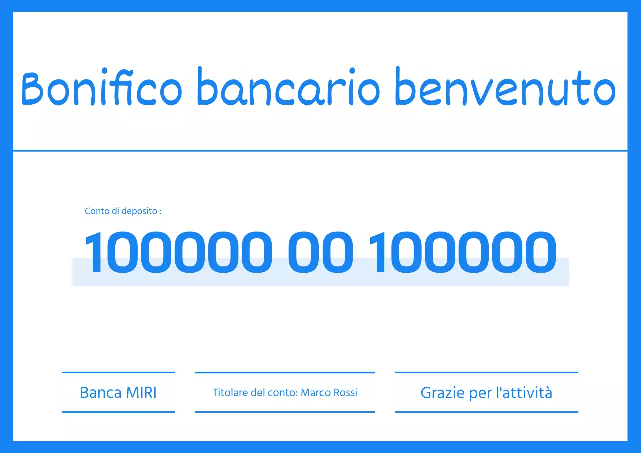 Un semplice avviso di addebito diretto di colore azzurro e bianco