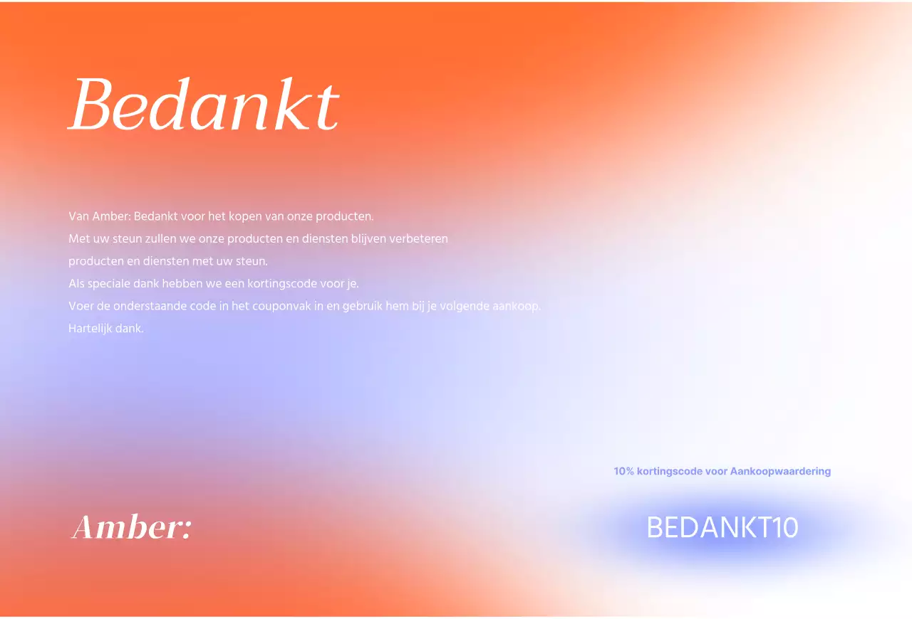 Oranje bedankkaart voor winkelcentrum