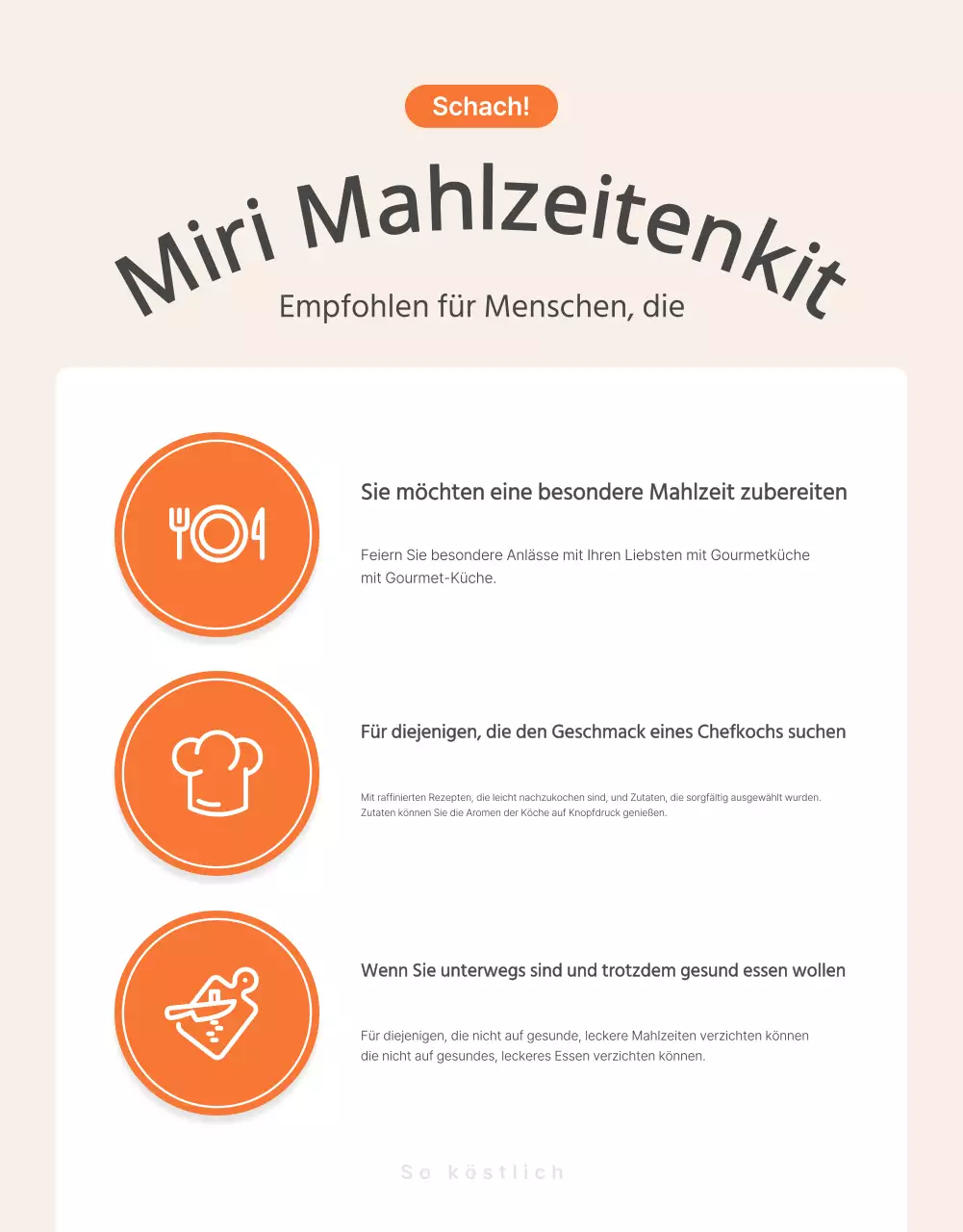 Förderung von Basis-Tteokbokki-Mahlzeitensets in Orange und Elfenbein