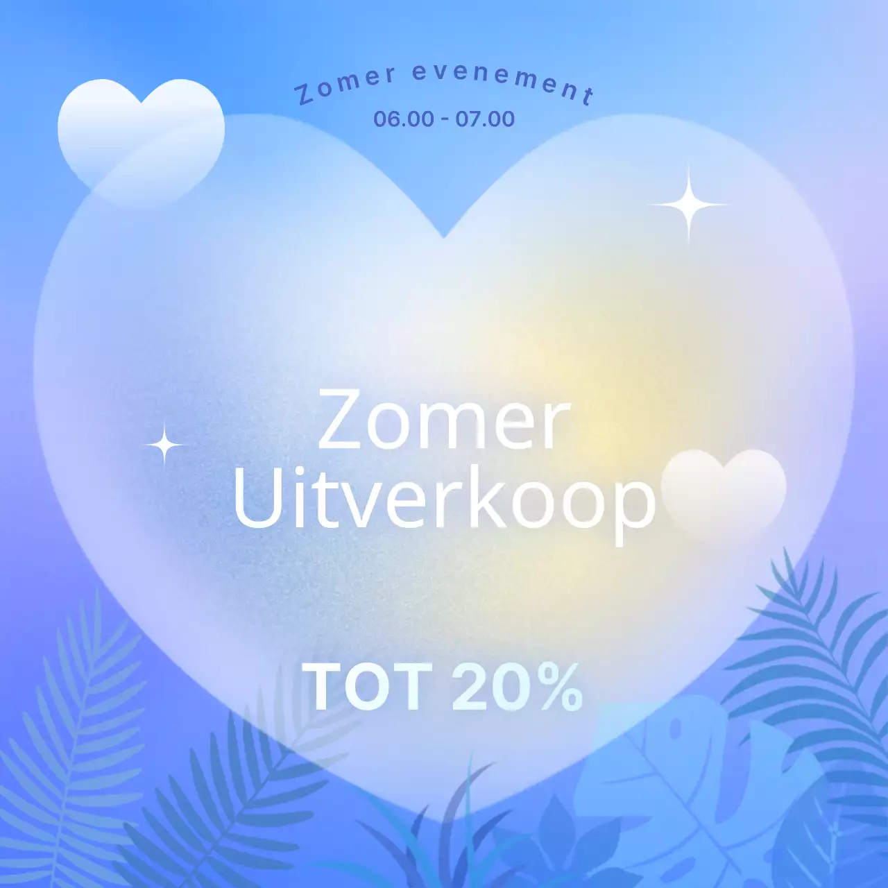 Pop-stijl zomerevenementadvertentie in mint en blauw