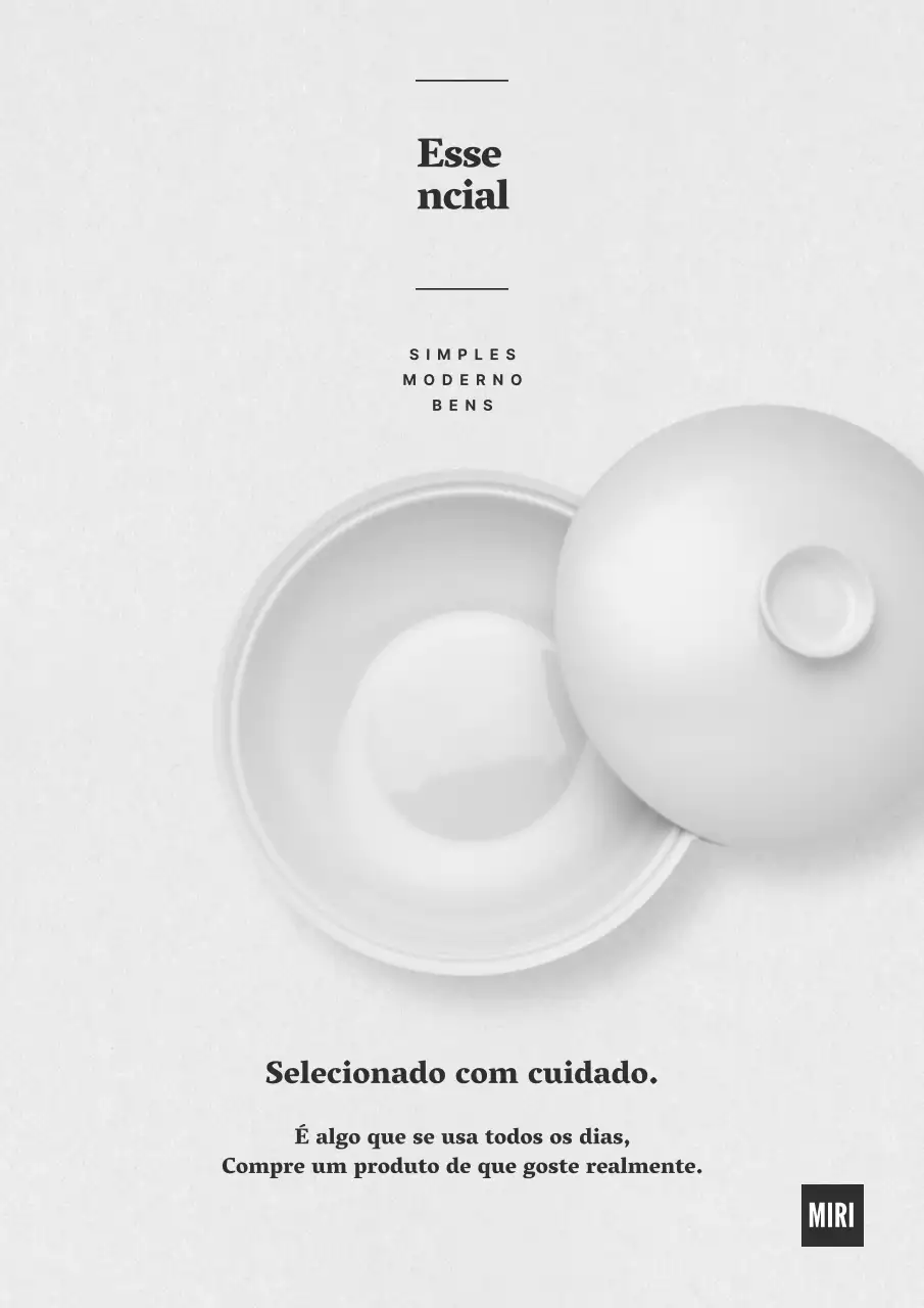 Publicidade para produtos de cozinha simples em cinzento e branco.