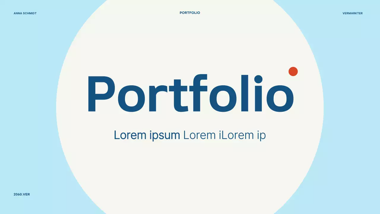 Ein einfaches Vermarkter-Portfolio in Hellblau
