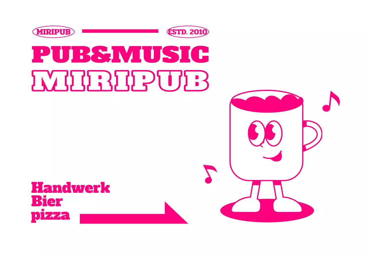 Retro-Beschilderung mit Bierkrugfiguren