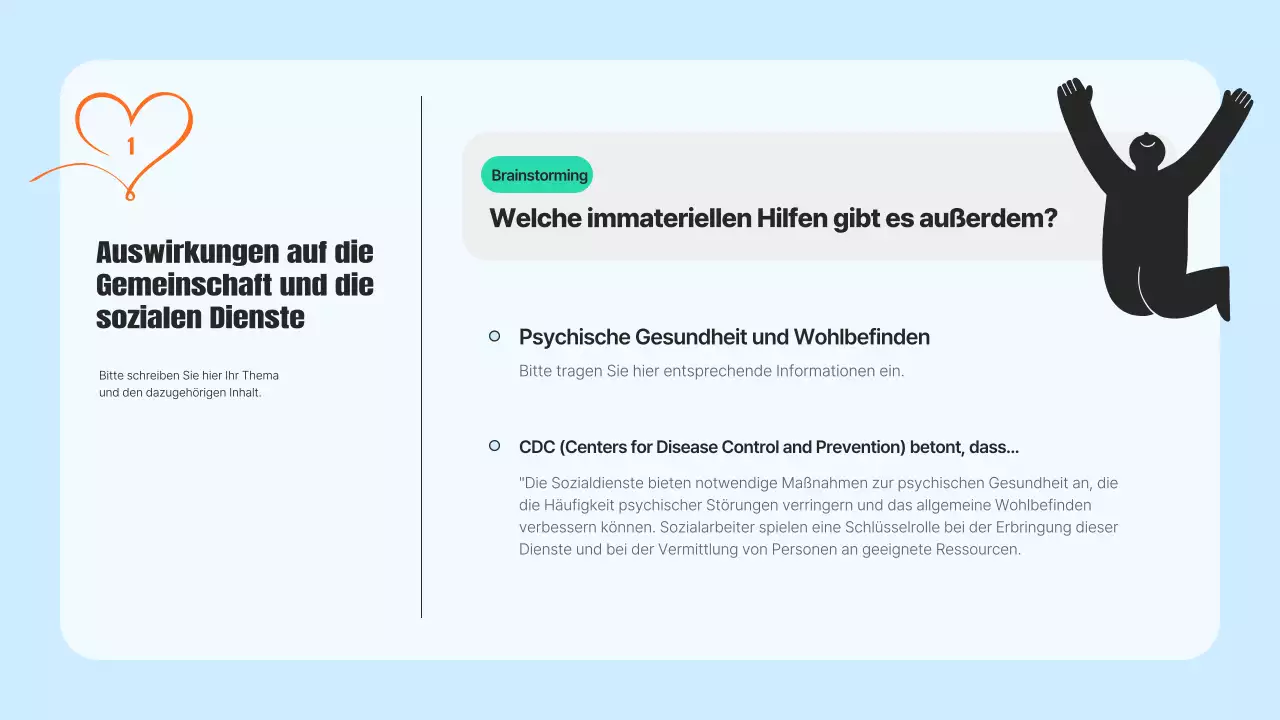 Ein moderner Zivildienstprospekt in Hellblau und Orange