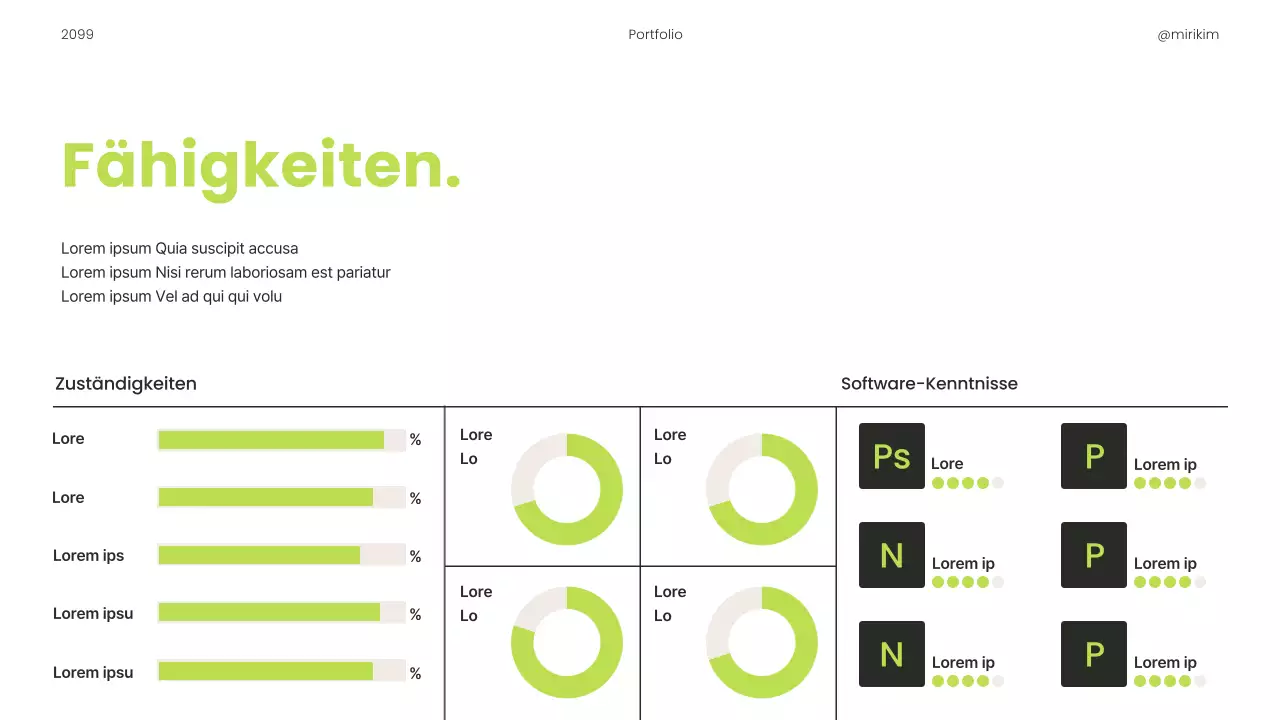 Eine einfache, bedruckbare Karrieremappe in Lindgrün und Schwarz