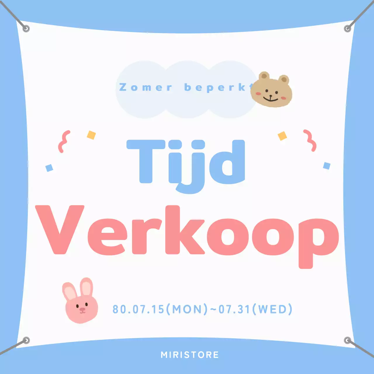 Eenvoudige blauw-witte verkoopreclame