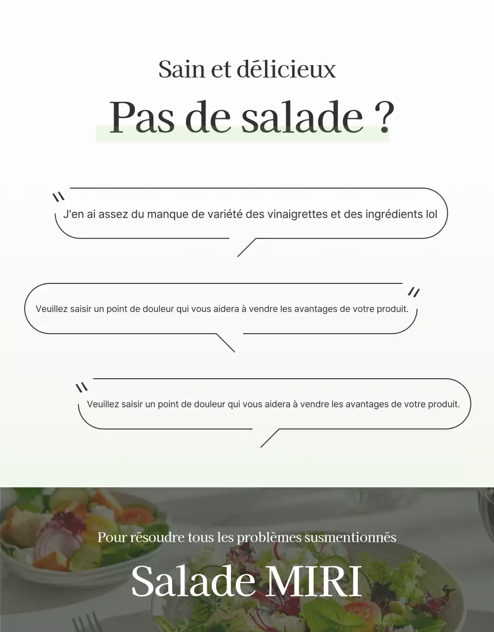 Promouvoir une simple page de détails sur les salades blanches et chartreuses
