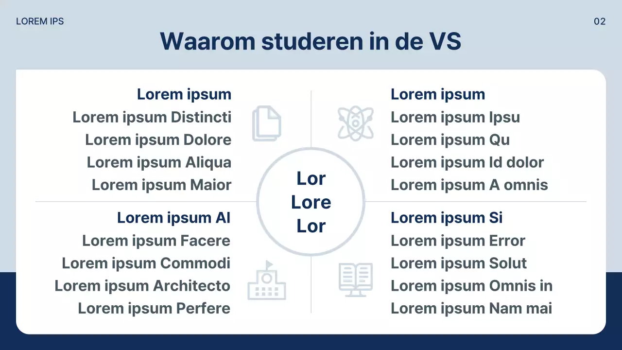 Een eenvoudige prospectus voor studie in het buitenland in marineblauw en grijs