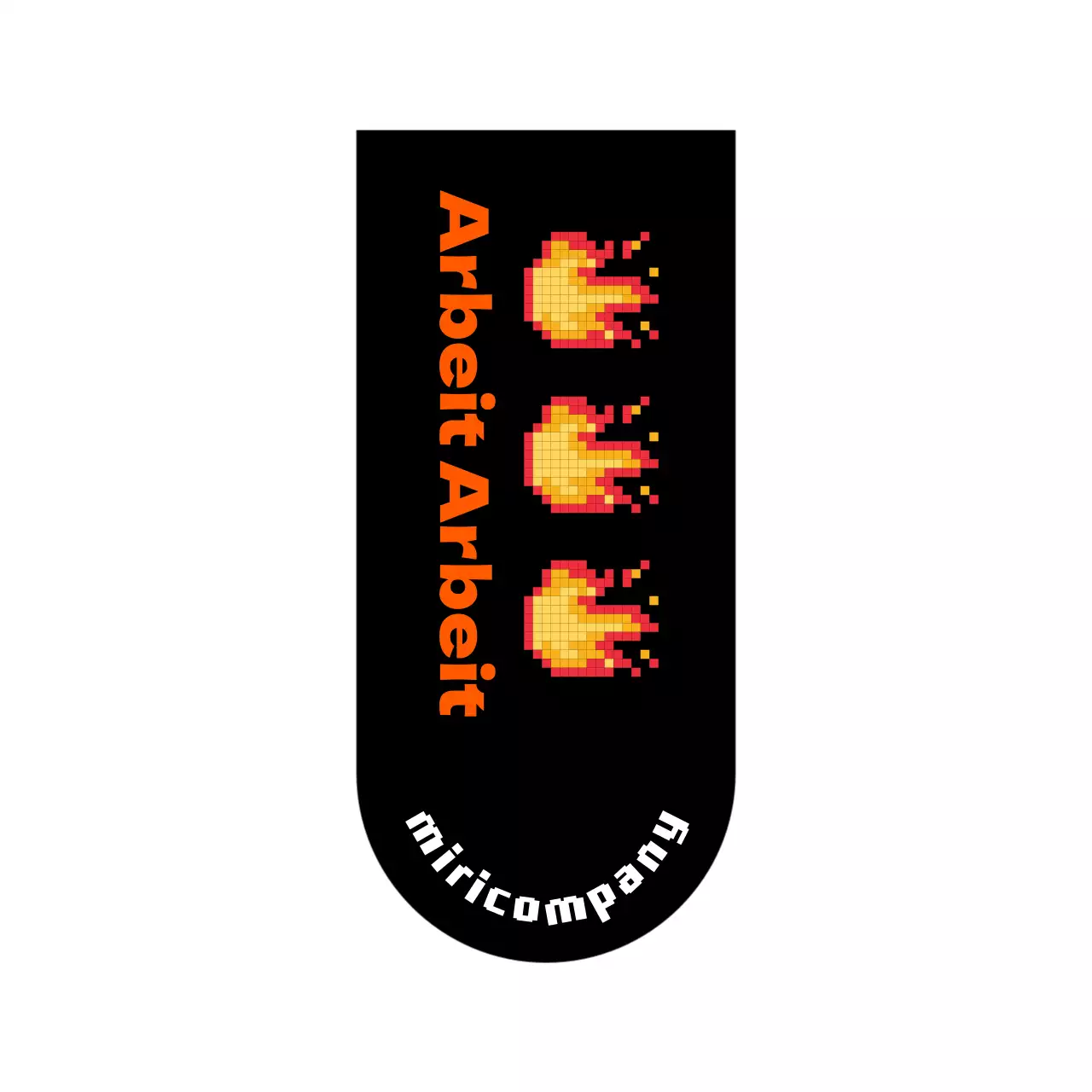 Willkommens-Kit Merchandise mit schwarzer und roter Flamme Pixel Art Konzept