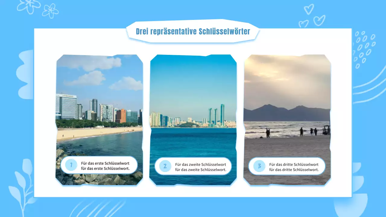 Eine kitschige, hellblau-weiße Präsentation eines Busan-Viertelführers