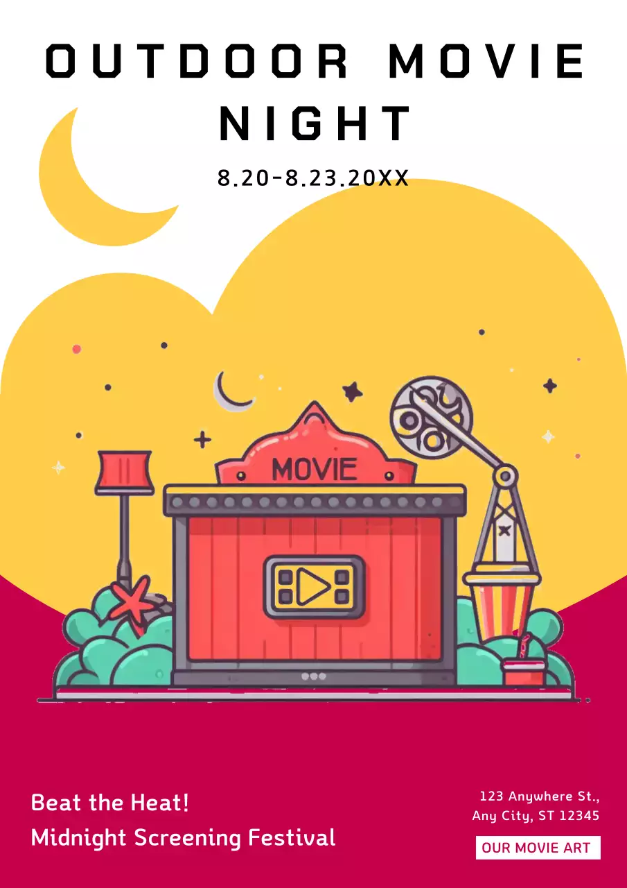 Yellow Whimsical Movie Event Poster