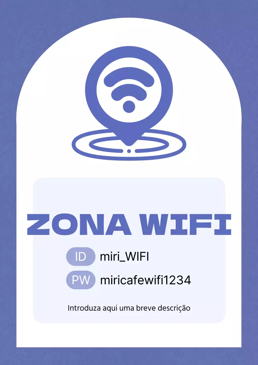 Anúncio simples de zona wifi em roxo e branco