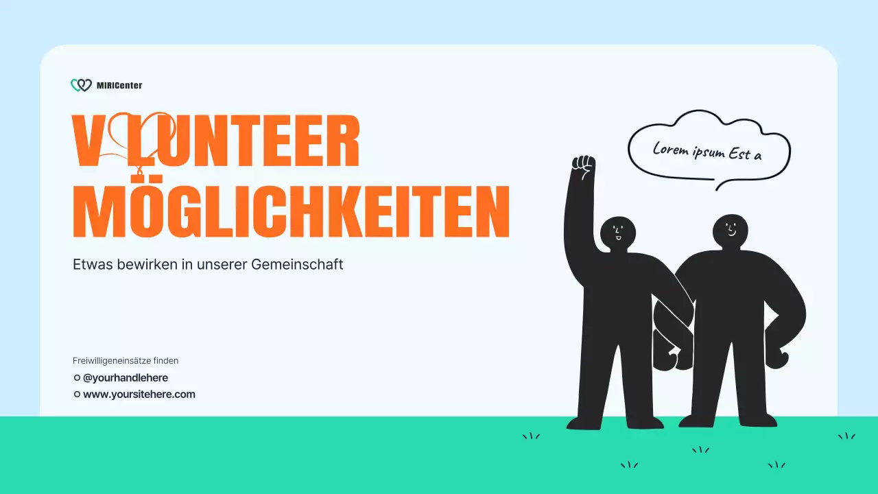 Ein moderner Zivildienstprospekt in Hellblau und Orange