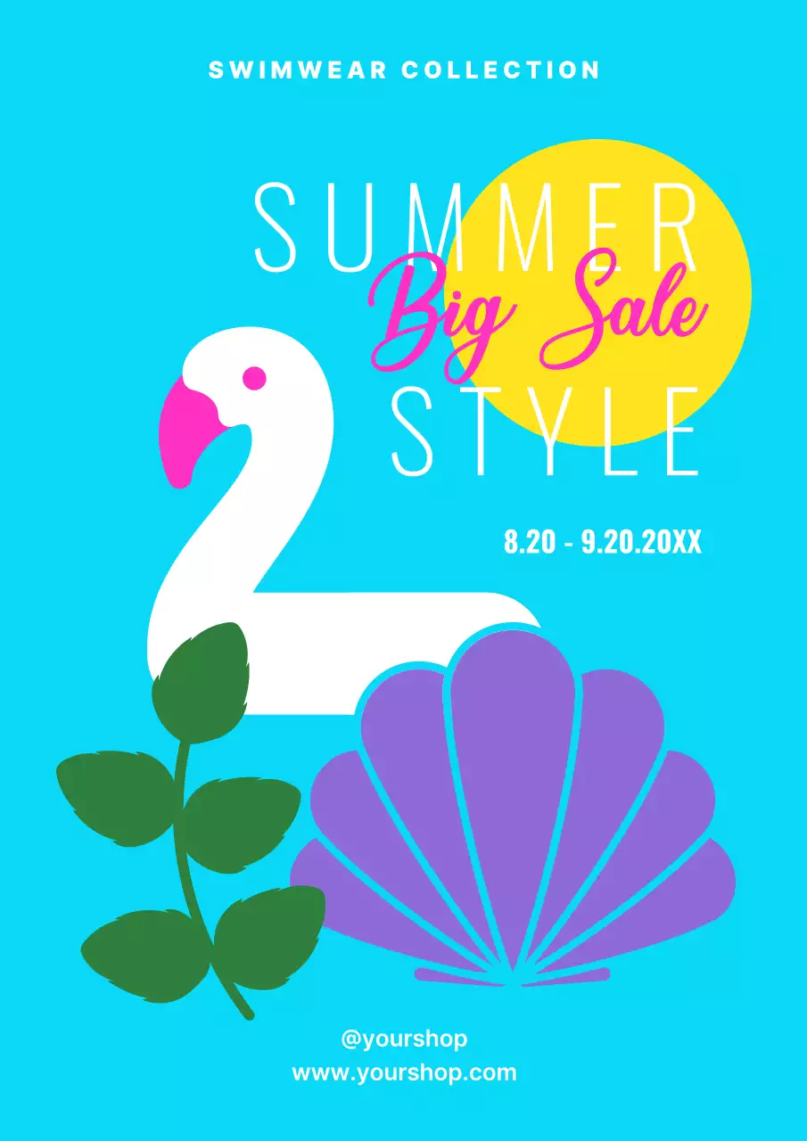 Promote a modern swimwear store in light blue