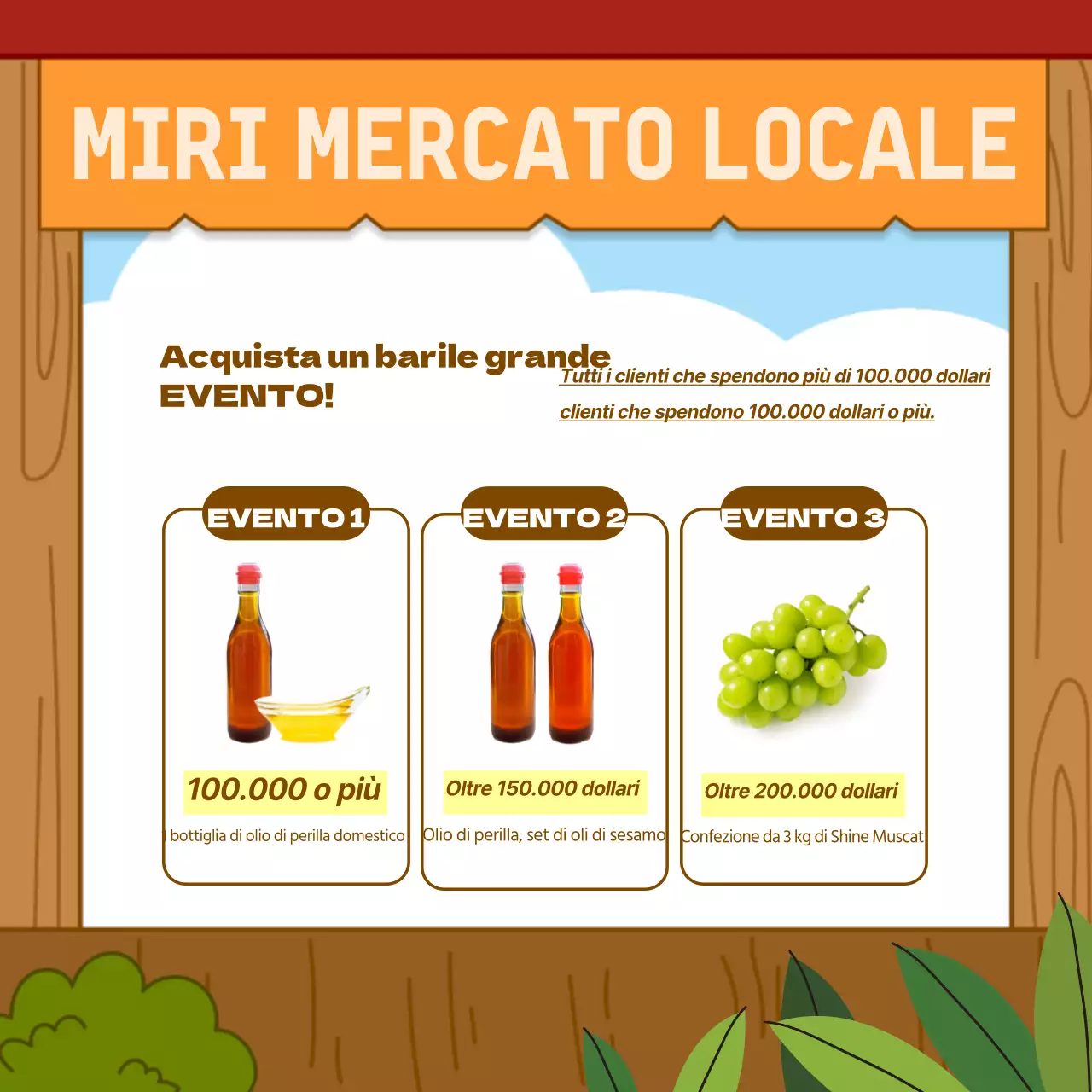 Promuovete il vostro mercato agricolo arancione e marrone