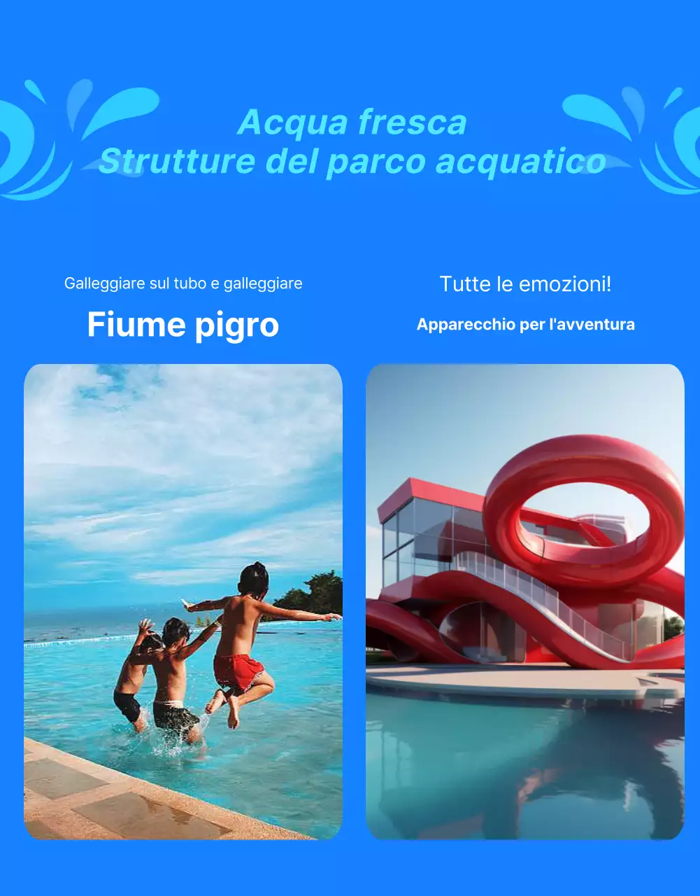 Promuovere il parco acquatico di un hotel di tendenza in blu