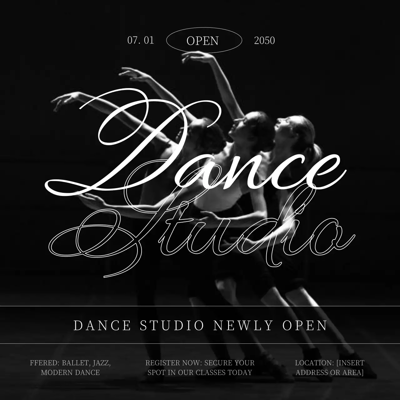 Black Elegant Dance Announcement Social Media Post