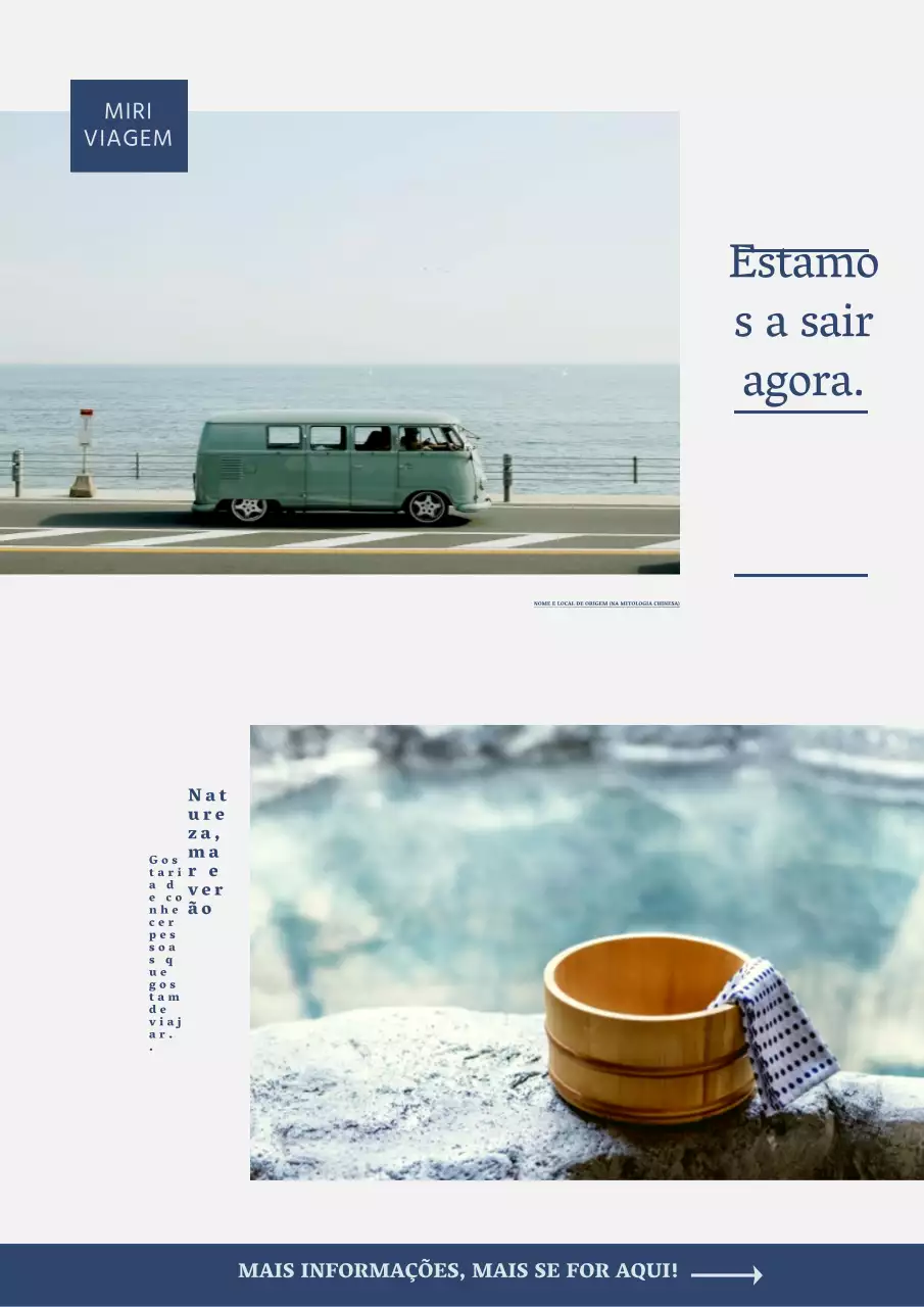 Material promocional de viagem simples em azul escuro e cinzento
