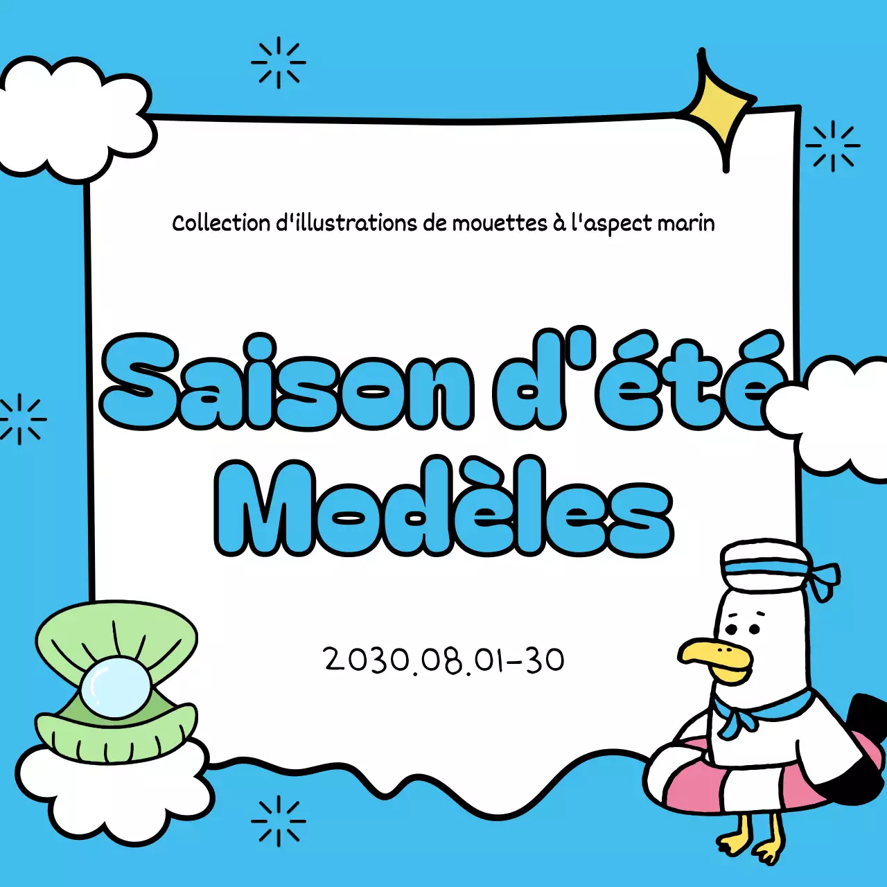 Une collection de jolis titres d'été en jaune et bleu clair