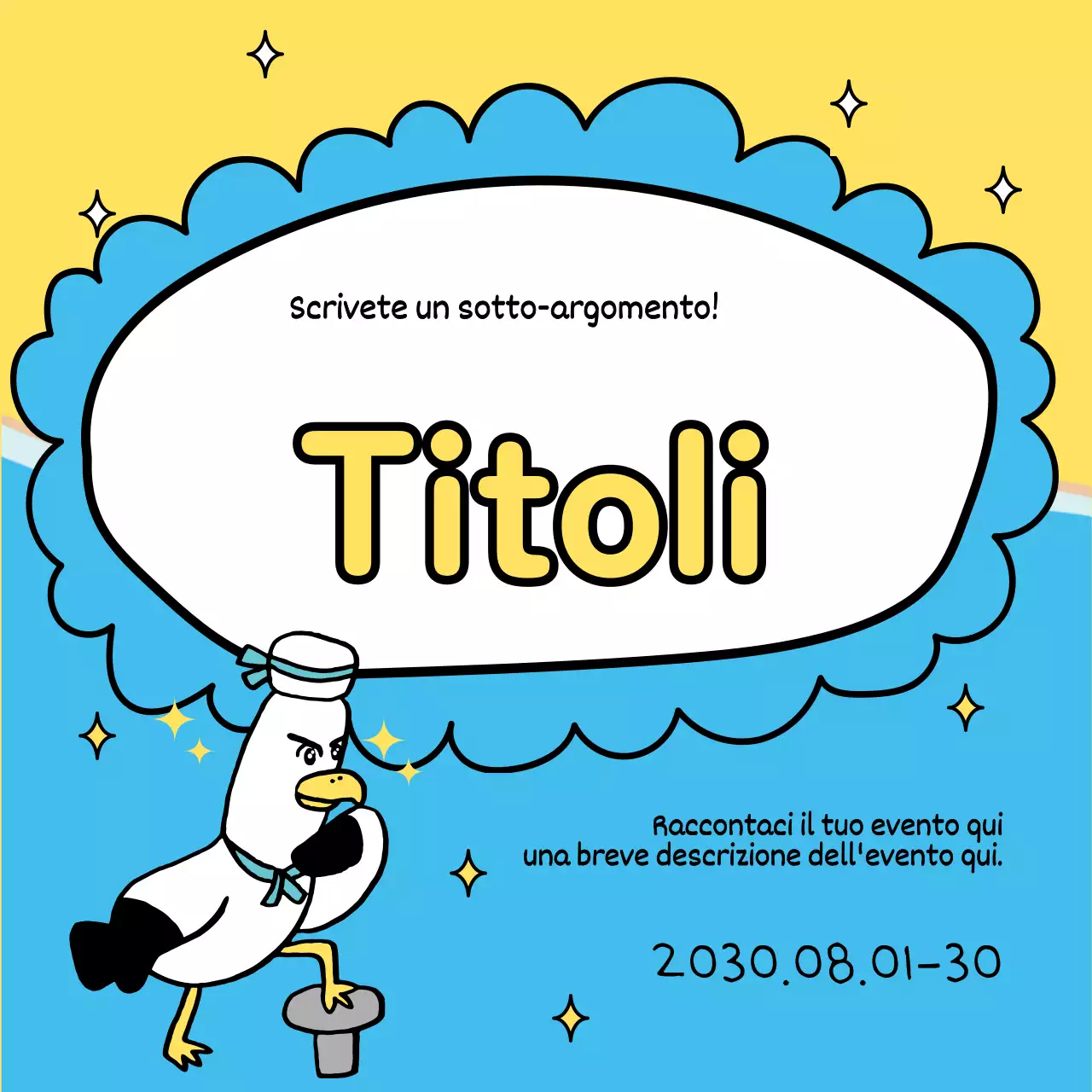 Una collezione di graziosi titoli estivi in giallo e azzurro