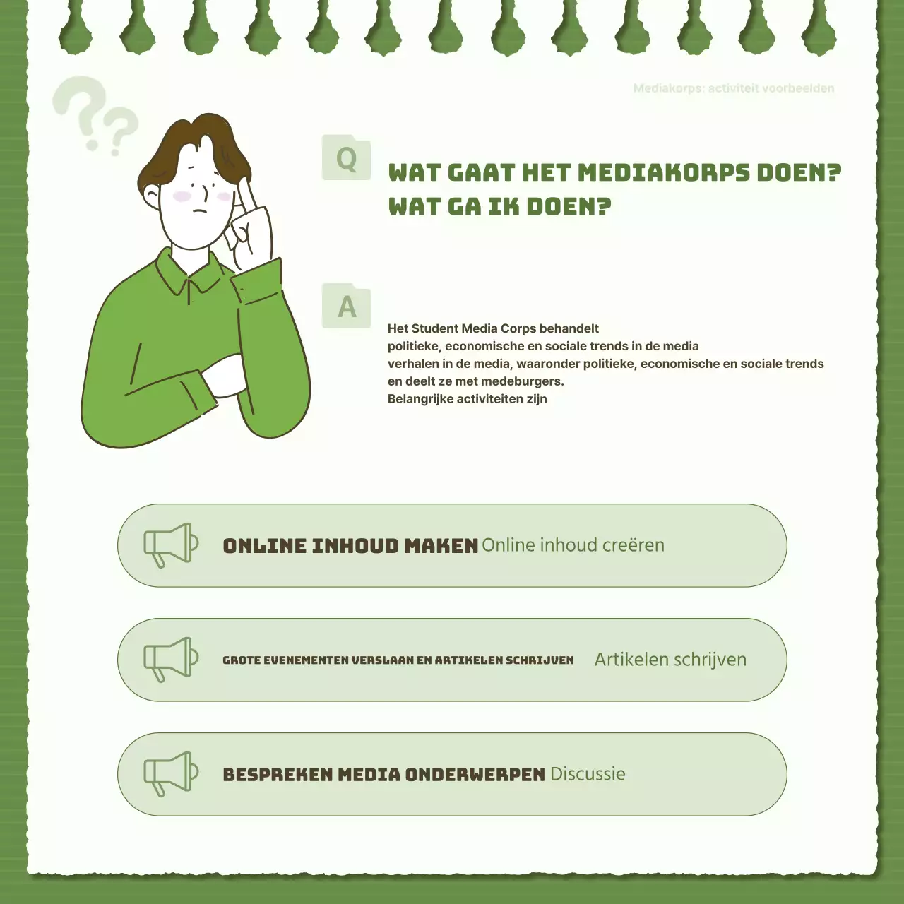 Rekrutering studentenjournalisten eenvoudig groen en kaki