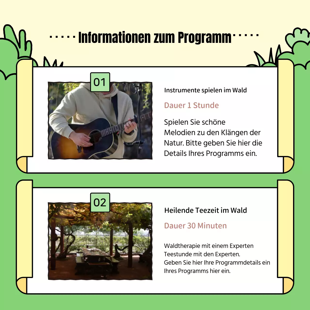 Förderung der gelben und grünen Heilwanderung