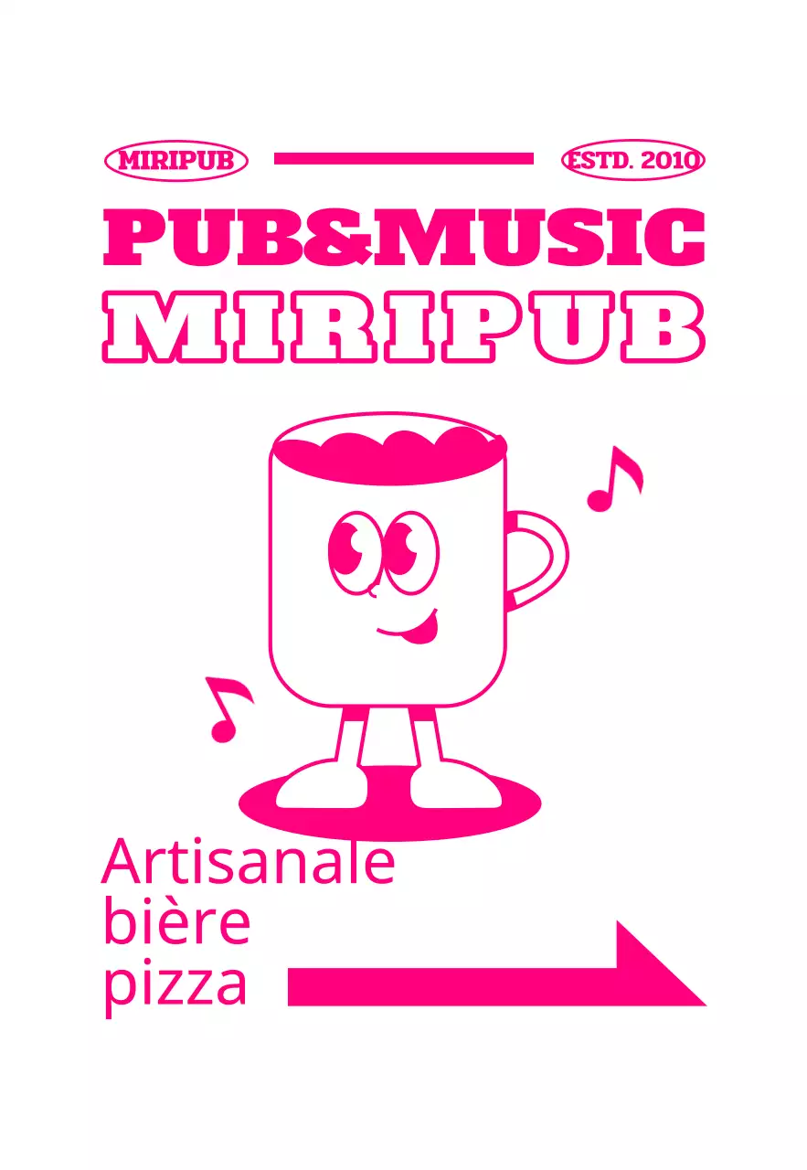 Signalisation rétro avec des personnages de chopes de bière