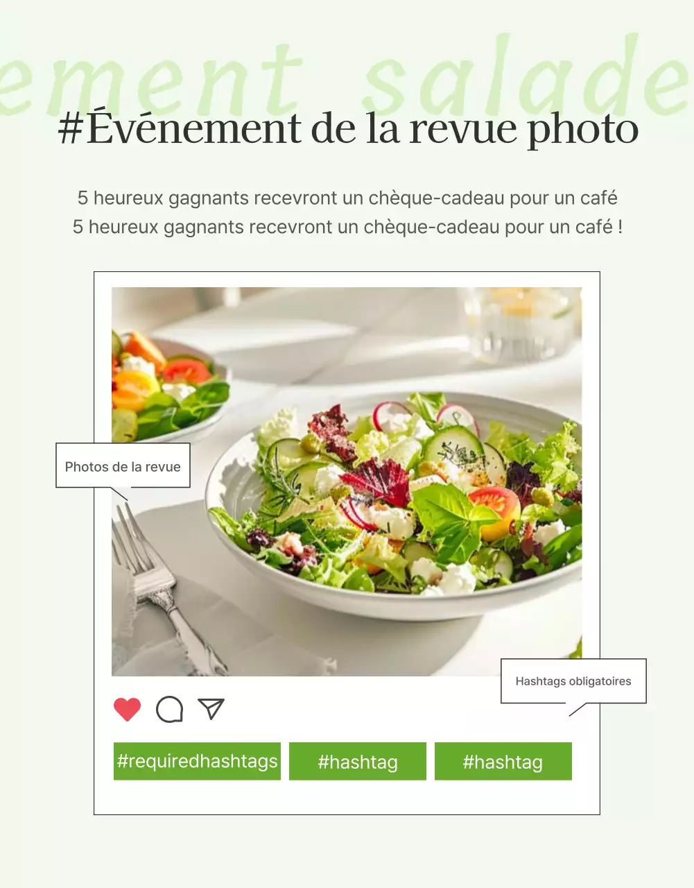 Promouvoir une simple page de détails sur les salades blanches et chartreuses