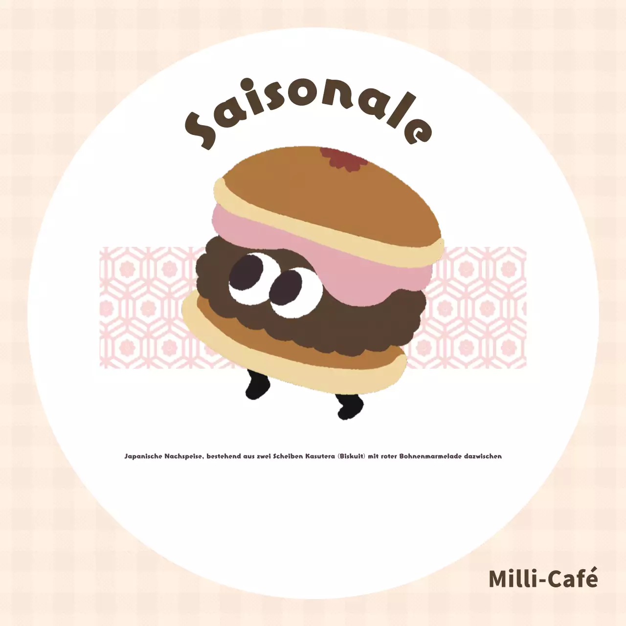 Werbung für hübsche rosa und elfenbeinfarbene Menüs.