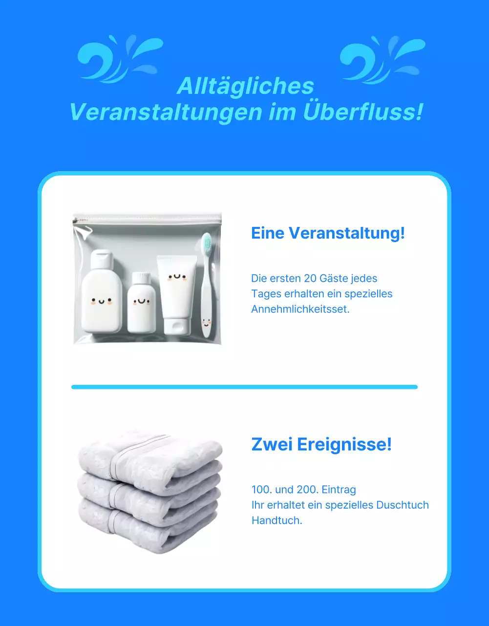 Werbung für einen trendigen Hotel-Wasserpark in Blau