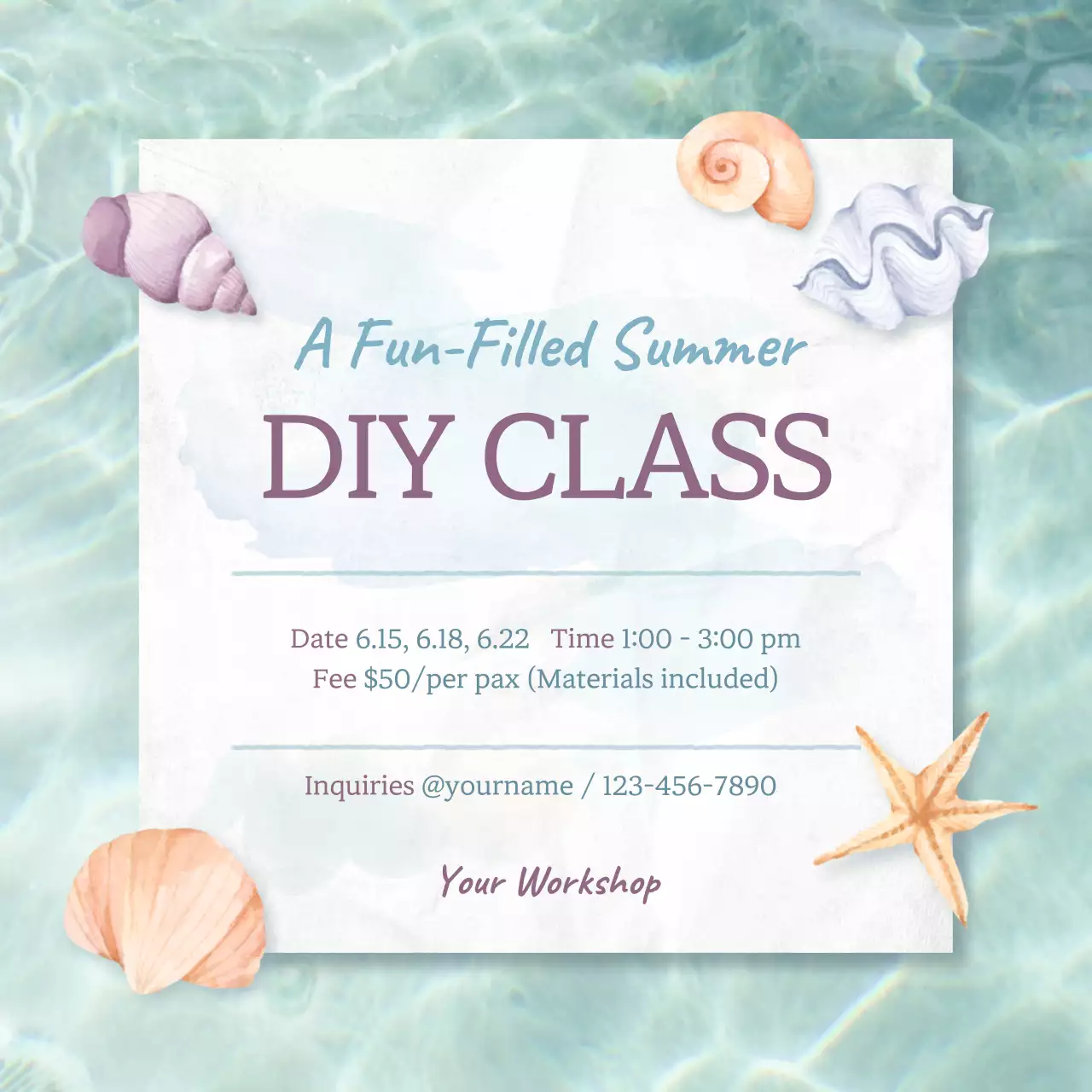 Teal Tropical Diy Class Announcement Social Media Post