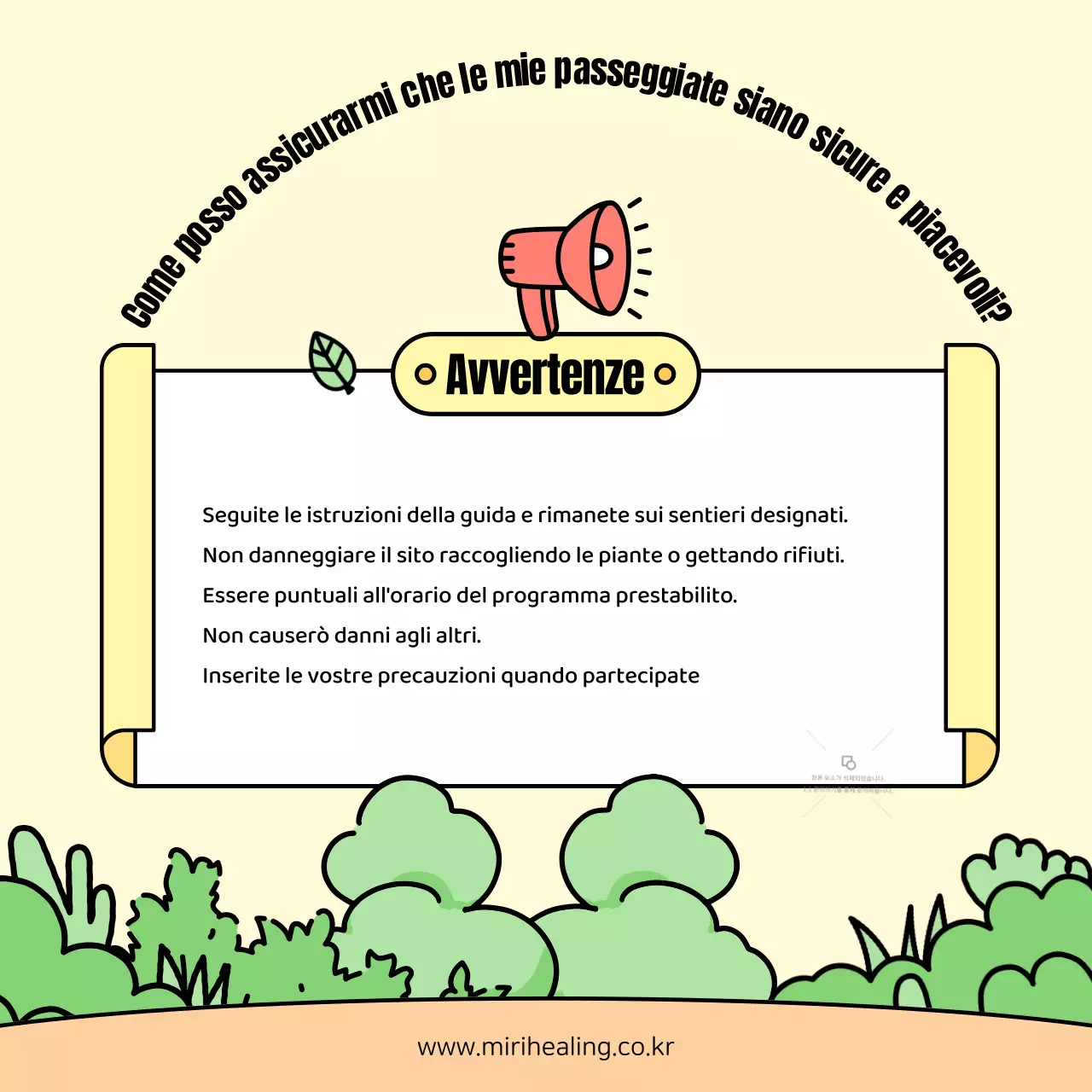 Promuovere il tour della passeggiata curativa gialla e verde