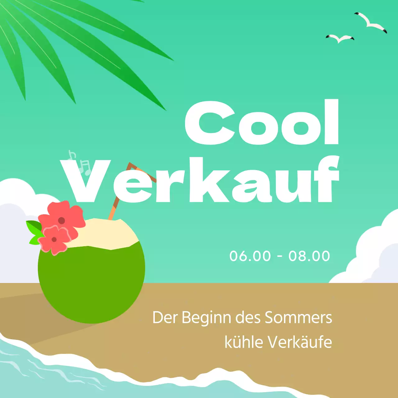Tropical Summer Sale Guide in Hellblau und Gelb