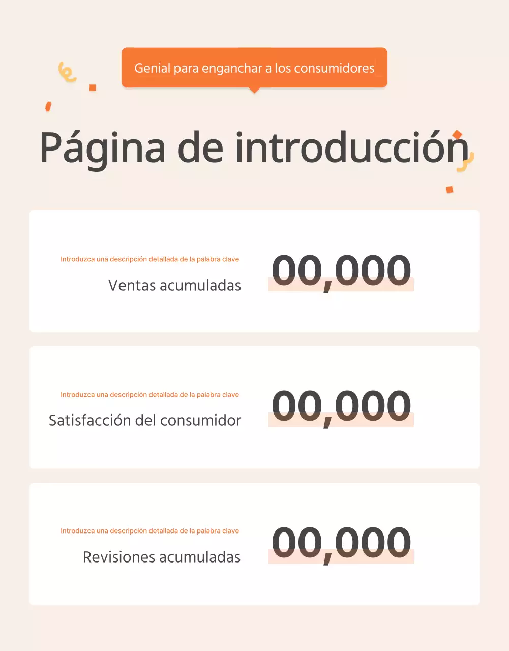 Promover la página de introducción de alimentos del kit básico de comida naranja y marfil