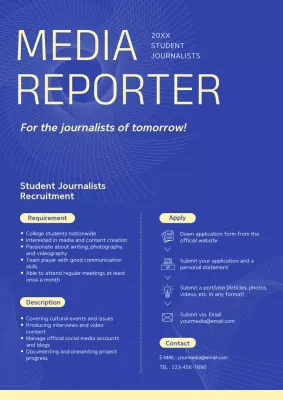 Blue Modern Journalism Recruitment Poster