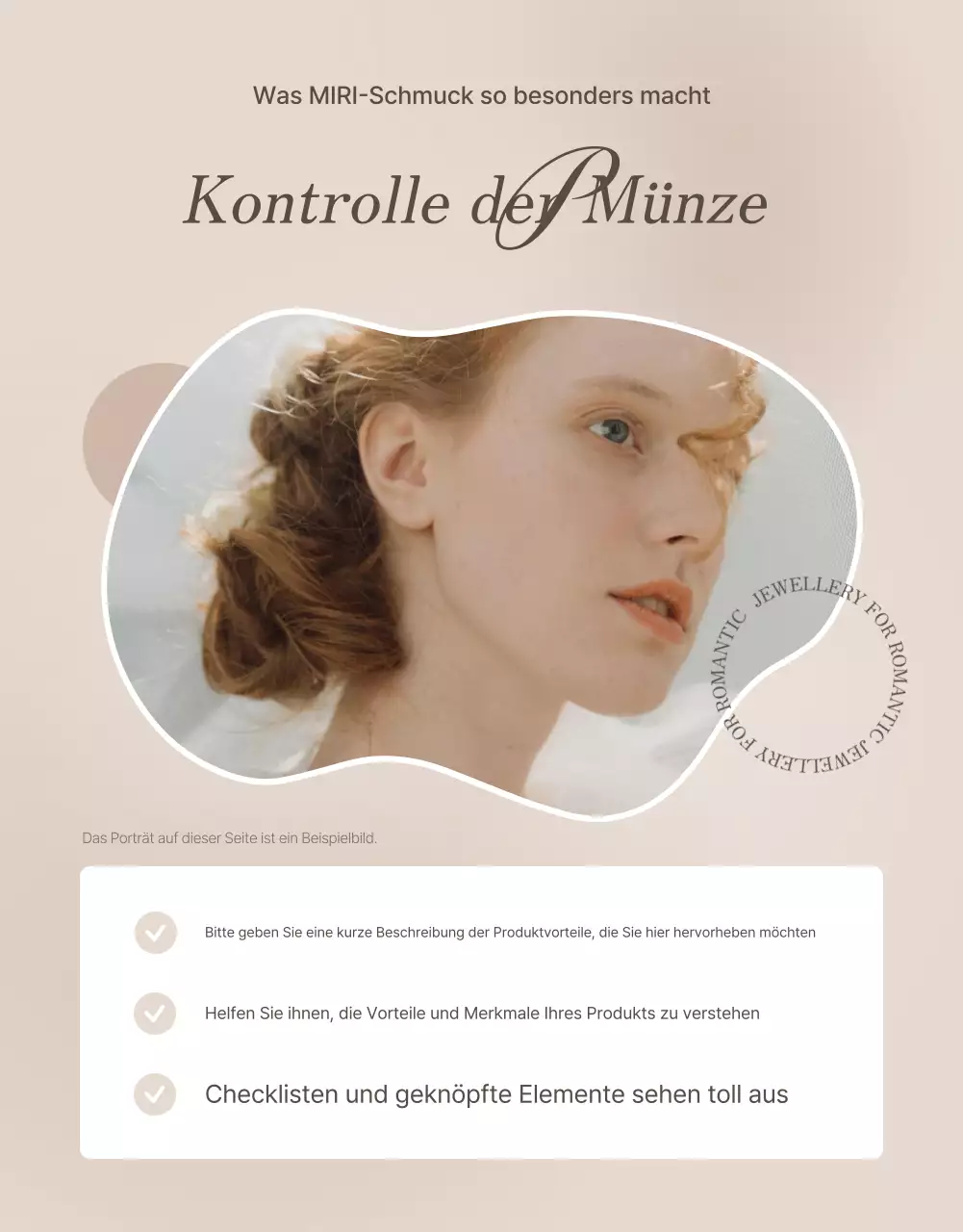 Bewerben Sie Ihre Schmuck-Checkpoint-Seite in Braun- und Beigetönen