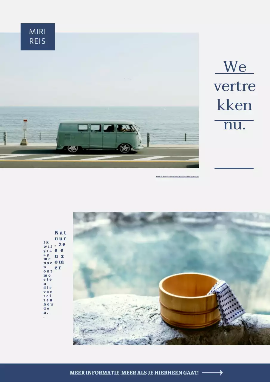 Eenvoudig promotiemateriaal voor op reis in donkerblauw en grijs