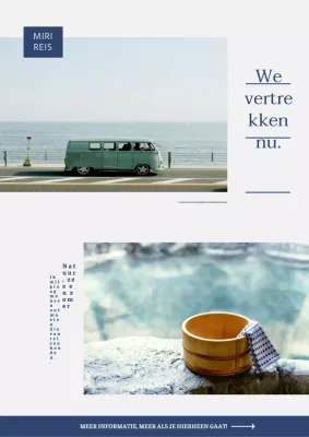 Eenvoudig promotiemateriaal voor op reis in donkerblauw en grijs