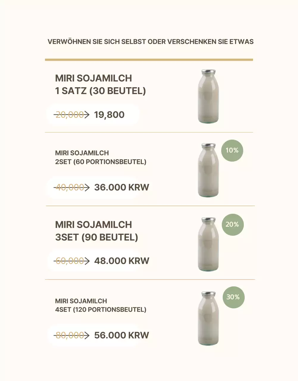 Werbung für Sojamilch im modernen Stil in Beige und Khaki