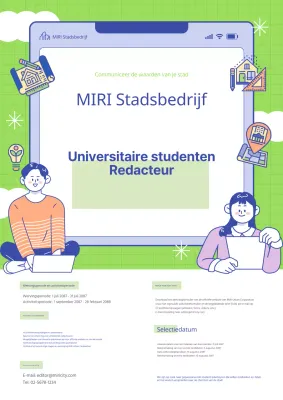 Promoot de werving van een marineblauwe en chartreuse gekleurde, schattige collegejournalist.