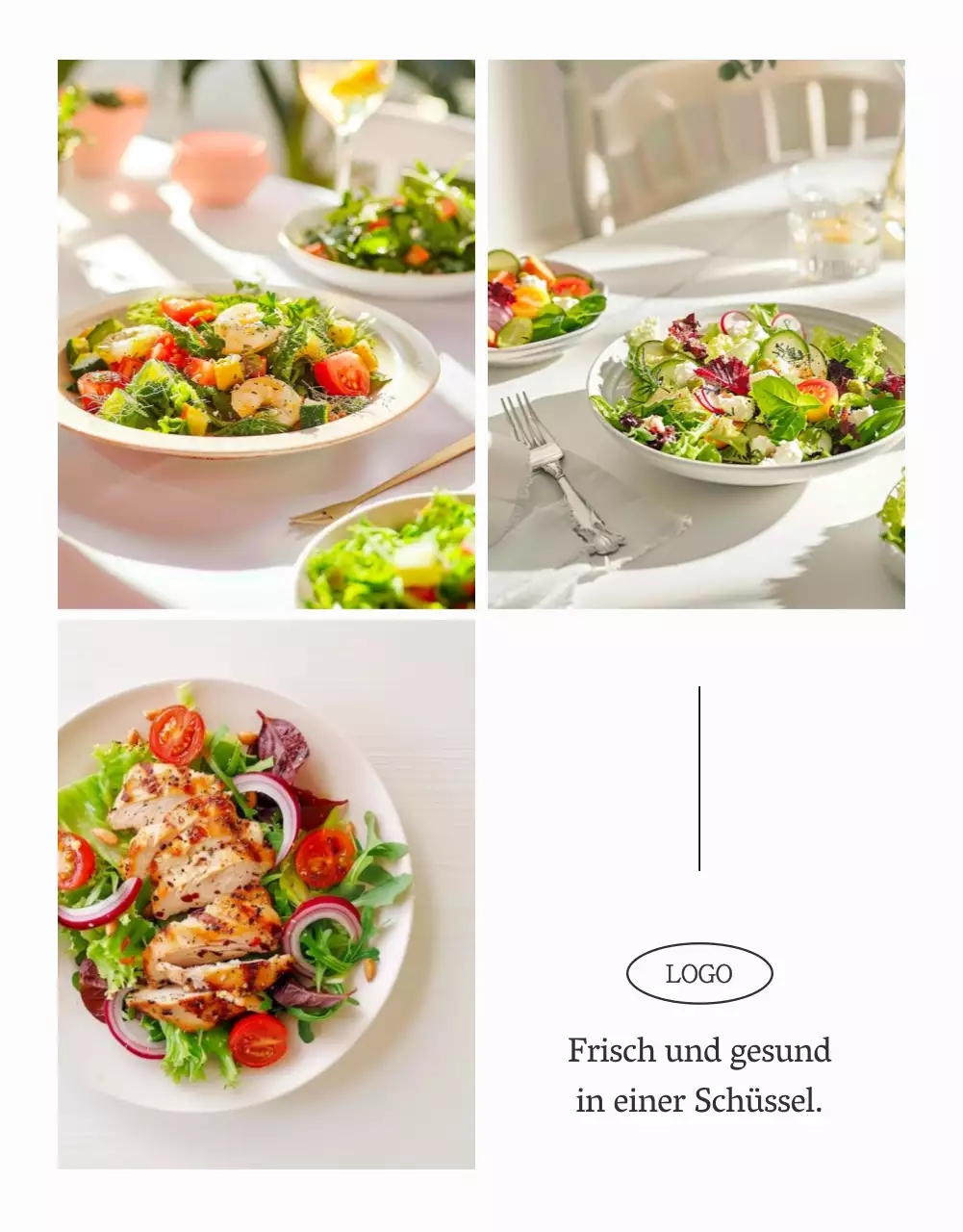 Bewerben Sie ein einfaches Salat-Foto-Layout in Weiß und Chartreuse