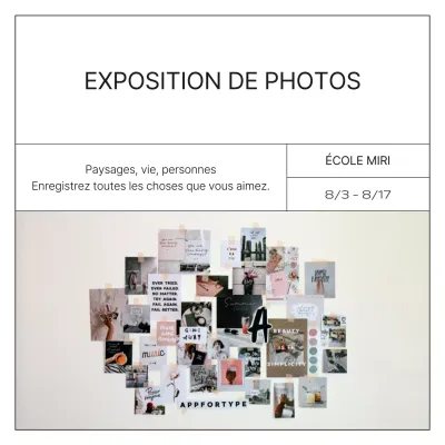 Un billet minimaliste en noir et blanc pour la promotion d'une exposition