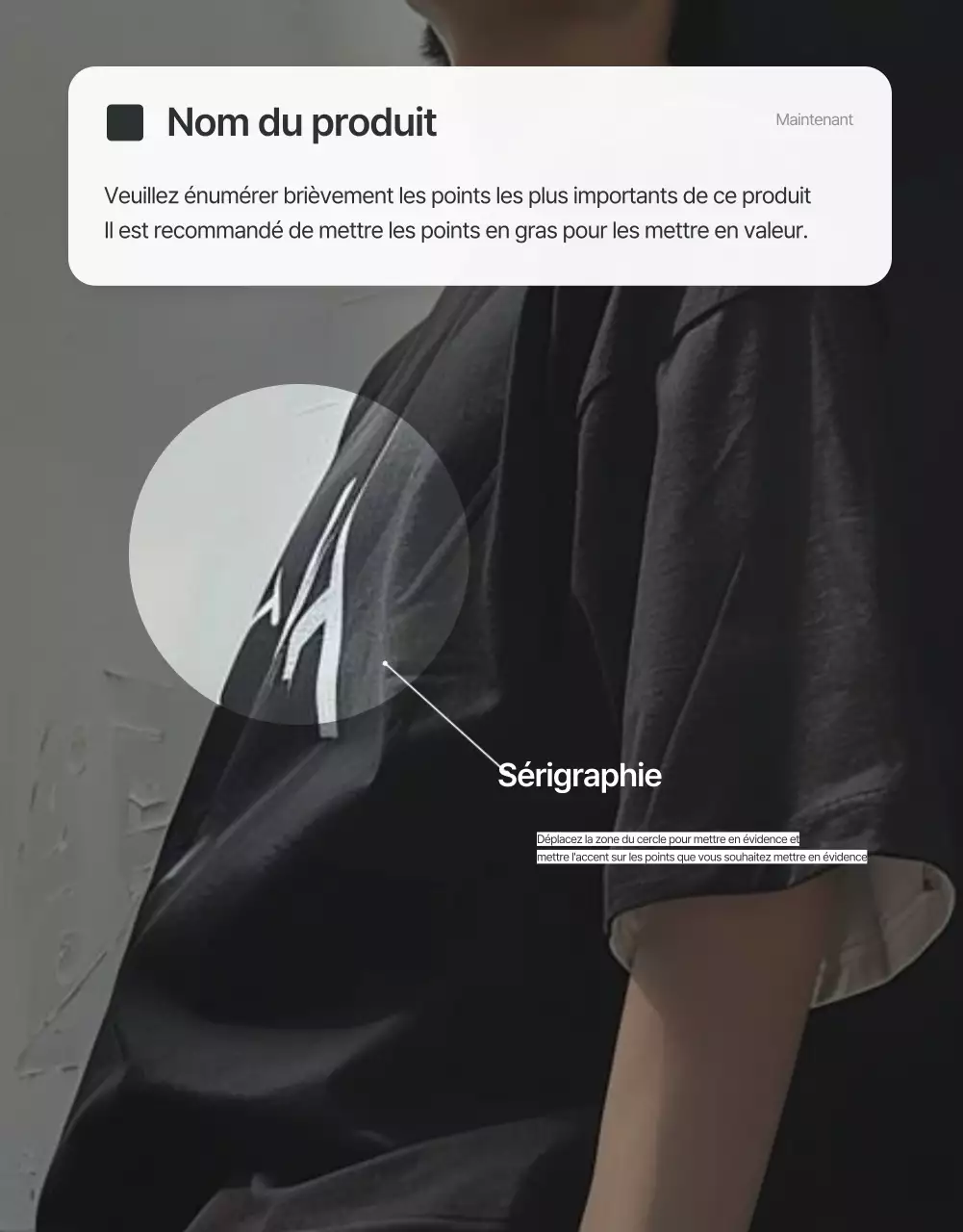 Promouvoir les descriptions et les détails dans un centre commercial à la mode gris et bleu clair