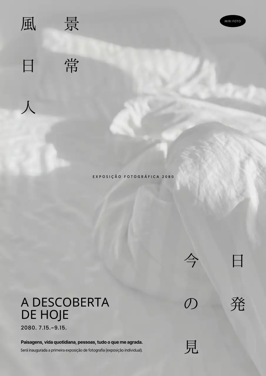 Publicidade cinzenta e simples da exposição.