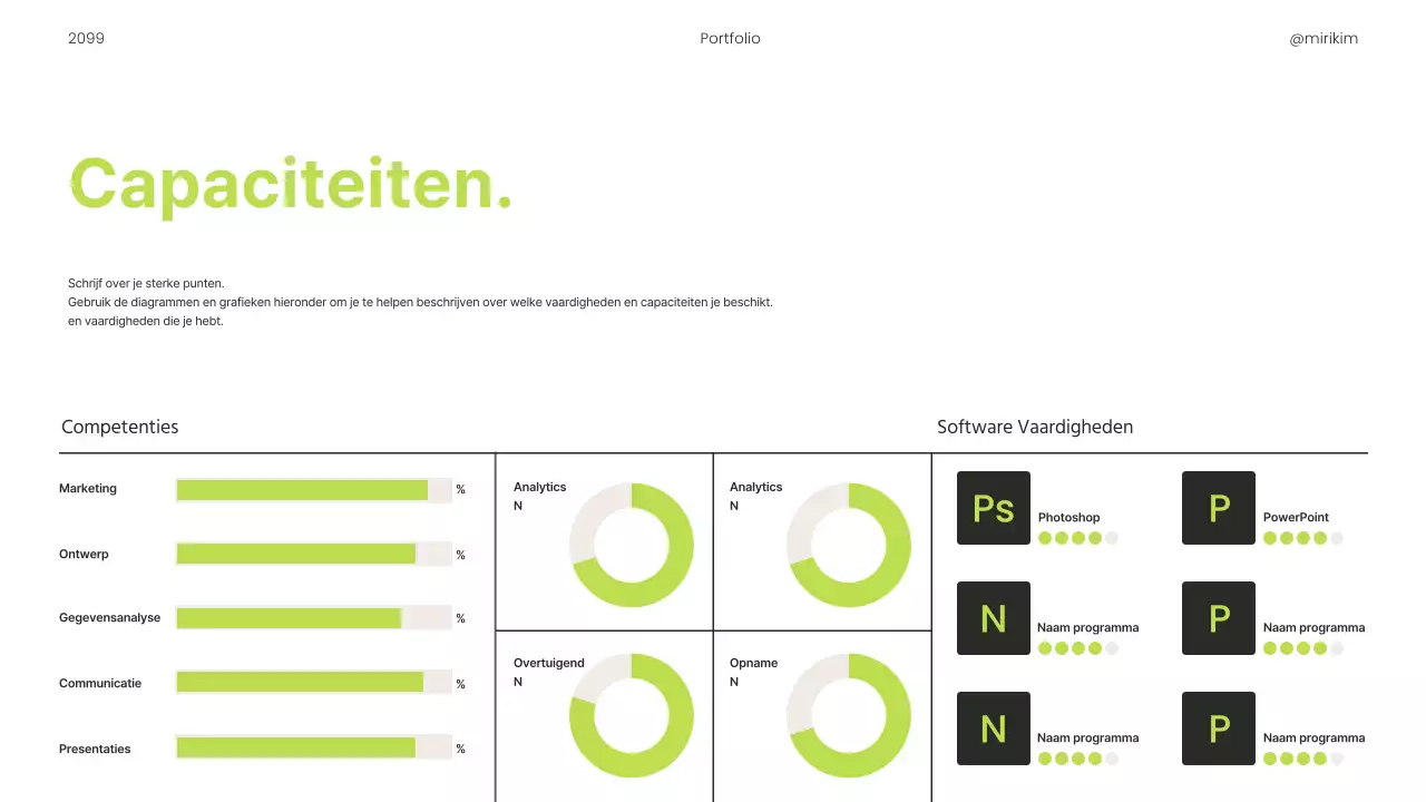 Een eenvoudige carrièregerichte printbare portfolio in limoengroen en zwart