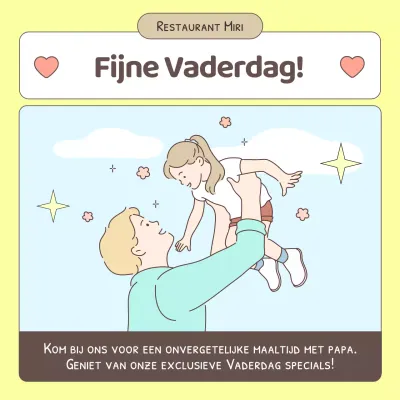 Een eenvoudige vaderdagreclame in lichtblauw en geel