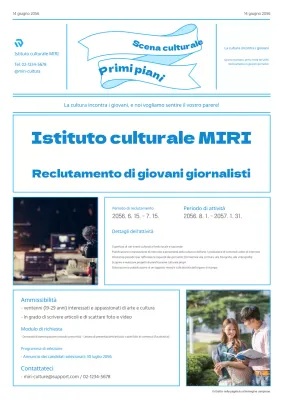 Promuovere il reclutamento di un moderno corpo di stampa giovanile in blu e azzurro.