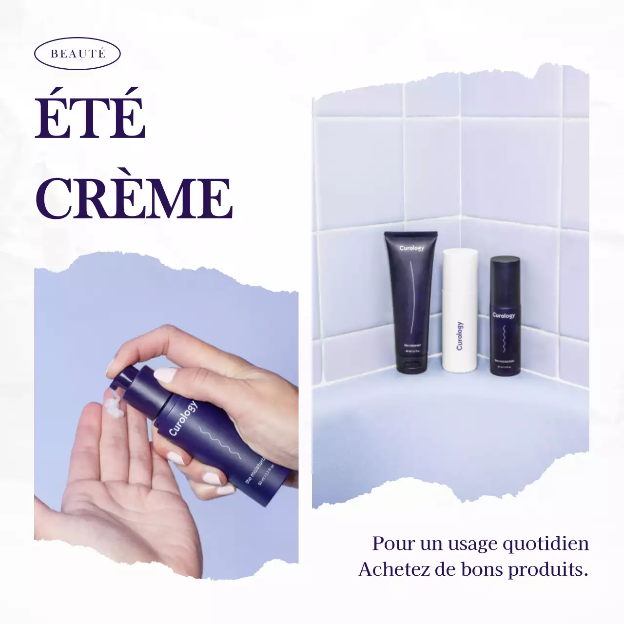 Un simple post de promotion de la beauté estivale en violet et blanc