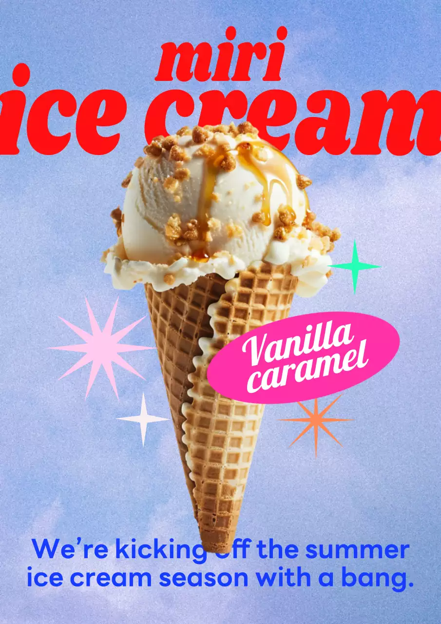Blue Retro Ice Cream Promotion Poster