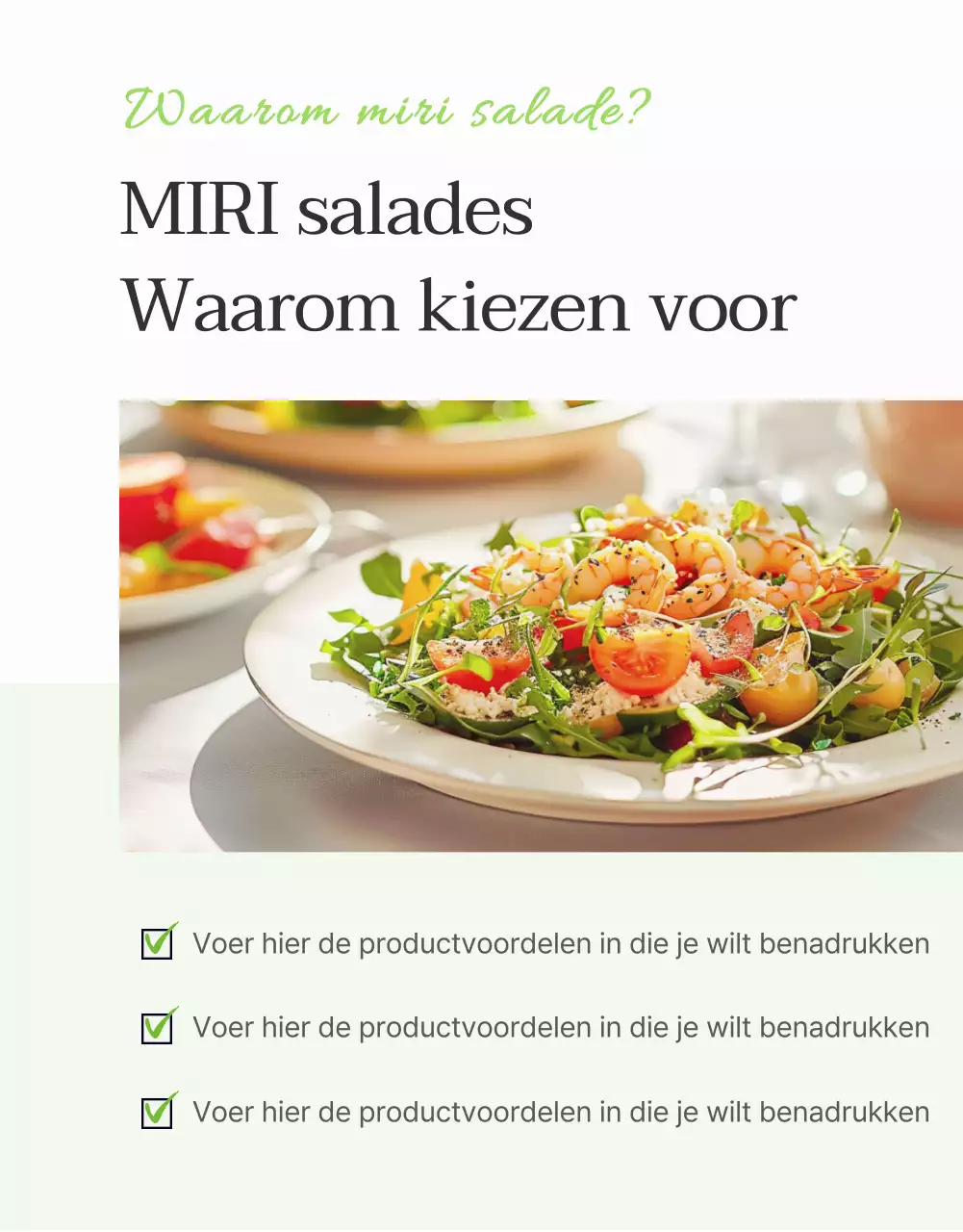 Promoot een eenvoudige salade met witte en chartreuse introbeschrijving